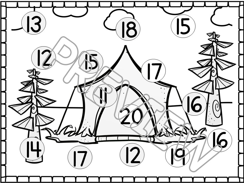 Camping Math Game, Roll and Cover for Preschool, PreK and Kindergarten