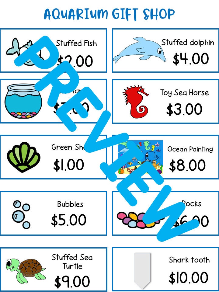 Pretend Play Ocean Aquarium Dramatic Play for Preschool, PreK and Kindergarten