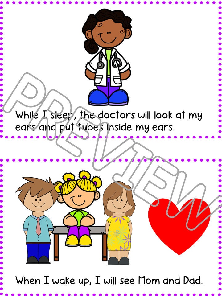 Getting Ear Tubes Social Skills Story, Printable Social Skills Story