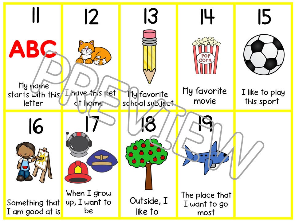 All About Me Printable Game for Preschool, PreK and Kindergarten
