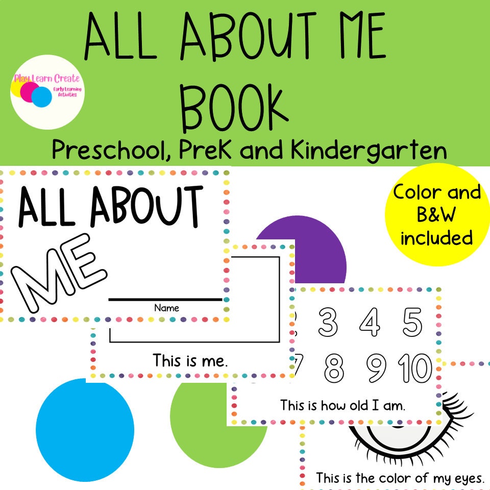 All About Me Theme Activity Bundle for Preschool, PreK and Kindergarten