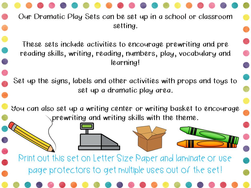 Shamrock Cafe Pretend Play and Dramatic Play Set for Preschool, PreK and Kindergarten