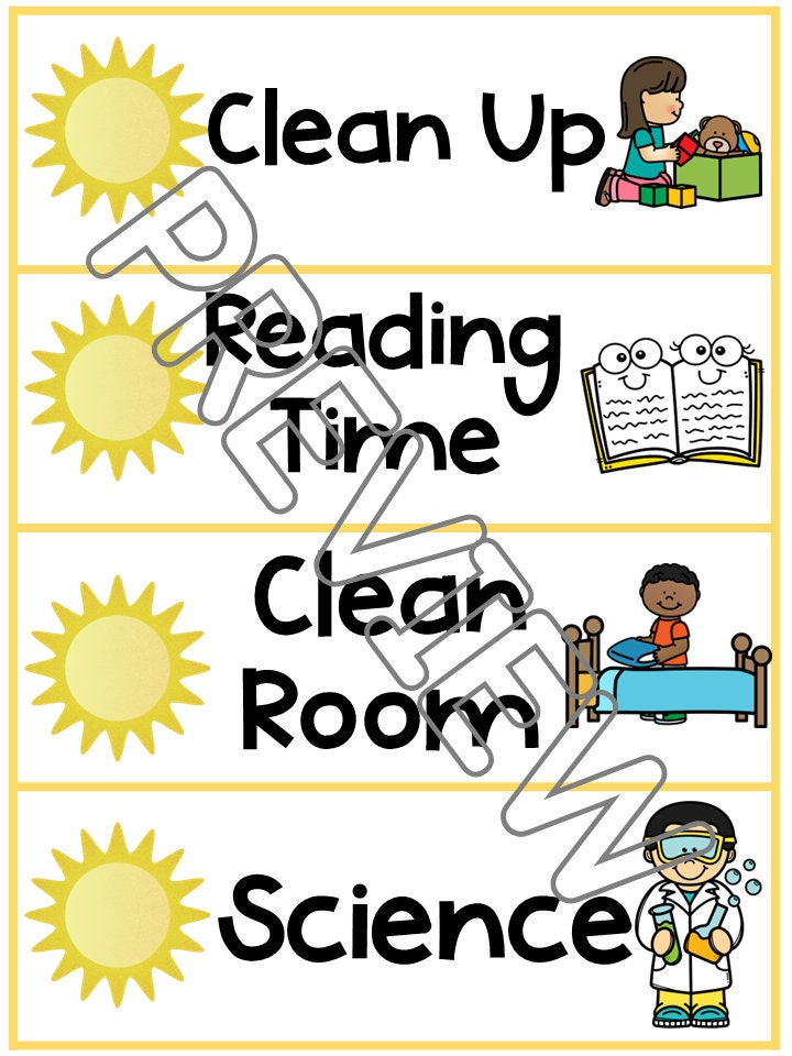 Printable Summer Picture Visual Schedule Cards for Kids