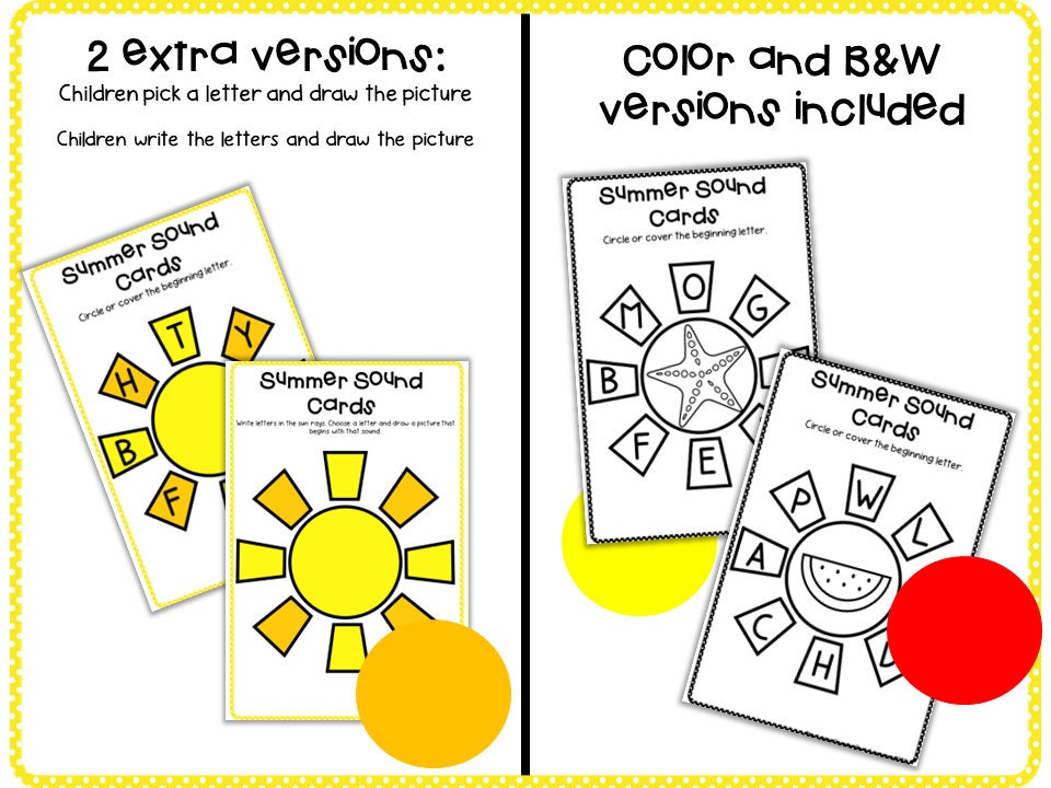 Summer Phonics Activity for Preschool, PreK and Kindegarten