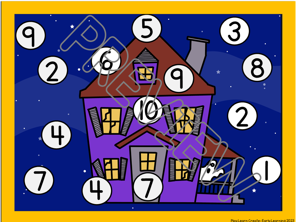 Halloween Roll and Cover Math Game for Preschool PreK and Kindergarten