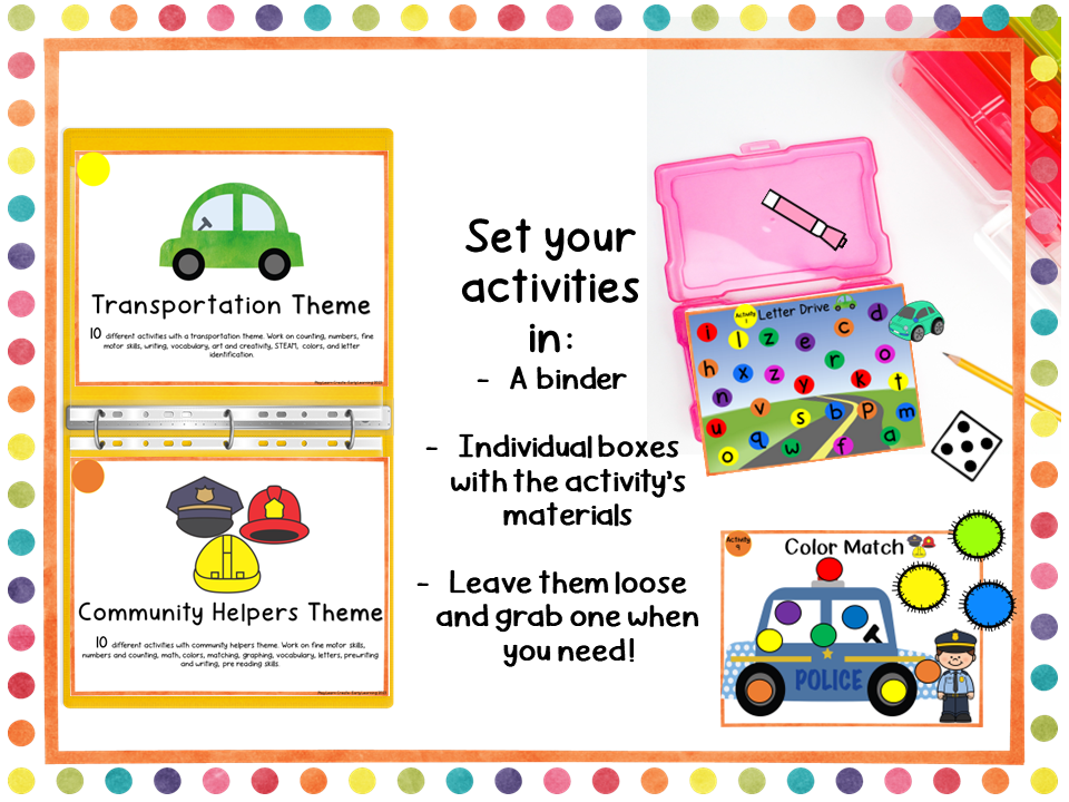 March Preschool Monthly Homeschool Binder with Community Helper Theme and Transportation Theme