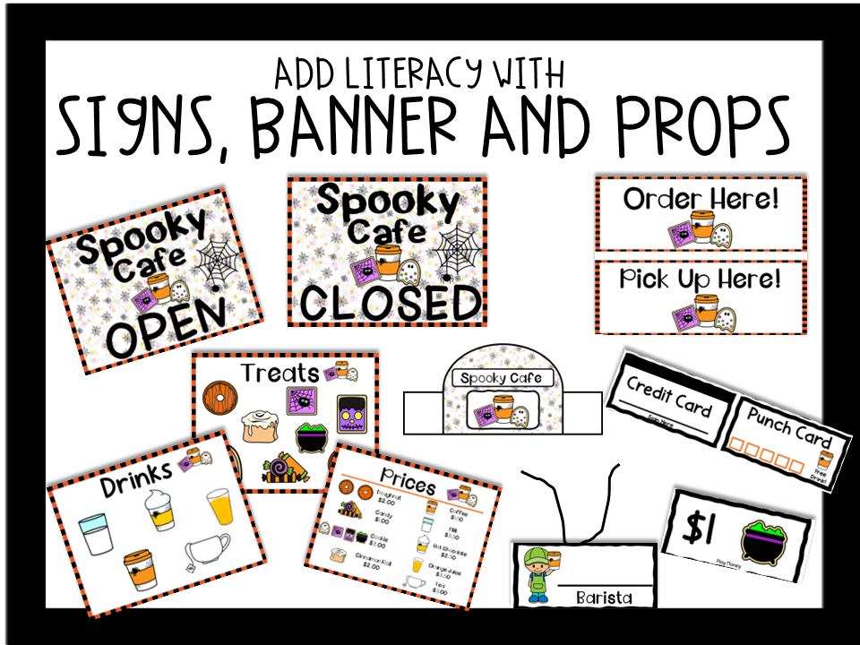 Spooky Cafe Dramatic Play Set, Halloween Pretend Play Set