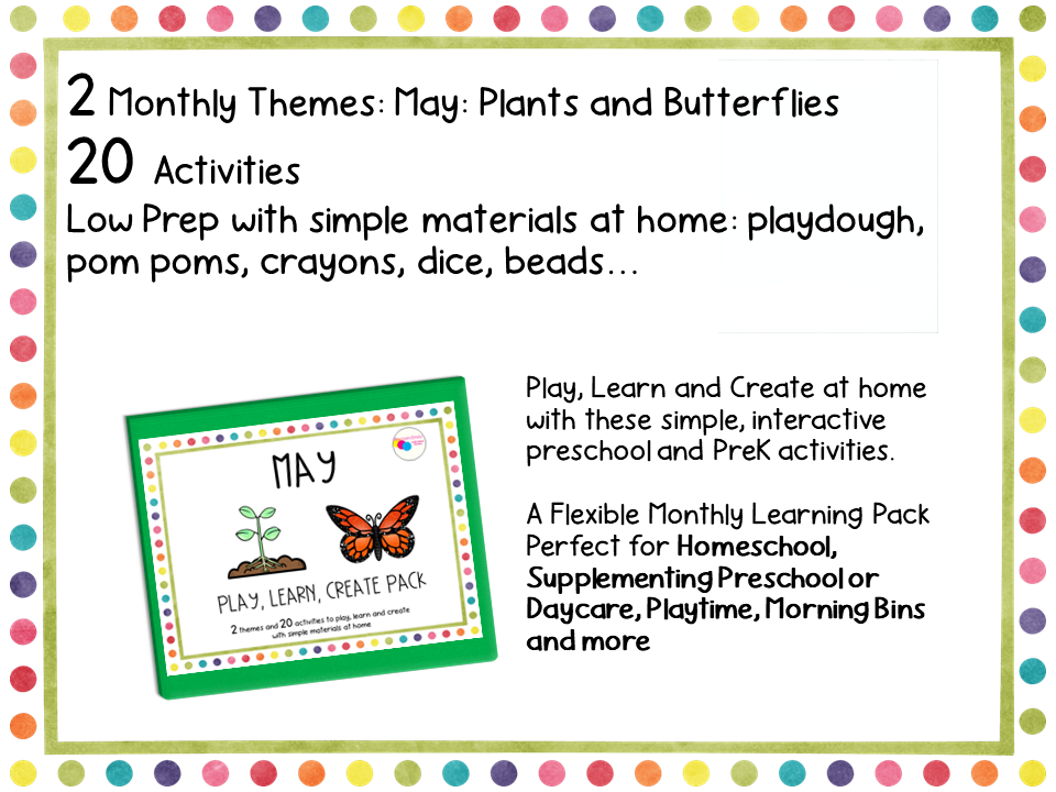 May Preschool Homeschool Monthly Binder with Butterfly Theme and Plant Theme Activities