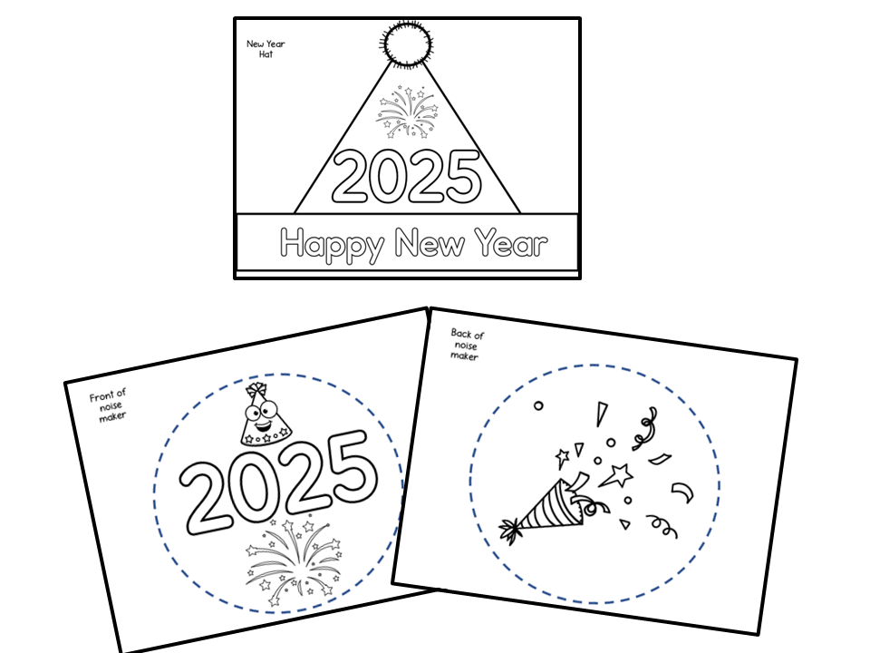 New Year 2025 Printable Craft for Kids