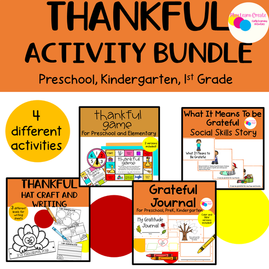 Thankful Thanksgiving Activity Bundle for Preschool, PreK and Kindergarten