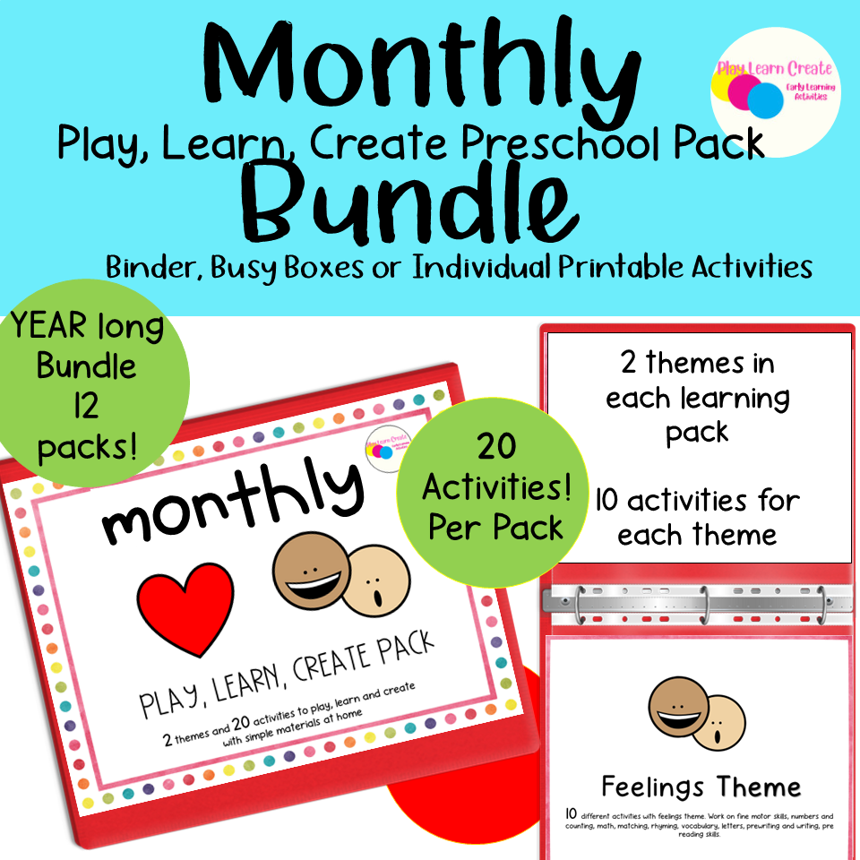 Play Learn Create Preschool Homeschool Year Long Bundle