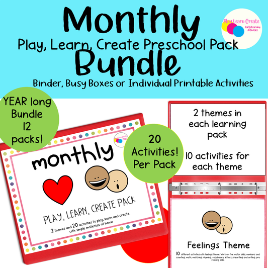 Play Learn Create Preschool Homeschool Year Long Bundle