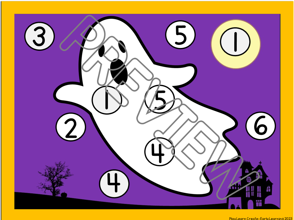 Halloween Roll and Cover Math Game for Preschool PreK and Kindergarten