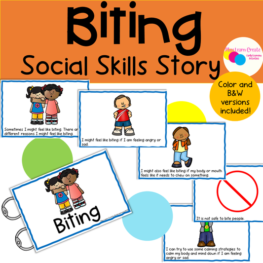 Biting Social Skills Story for Toddler, Preschool, PreK and Kindergarten