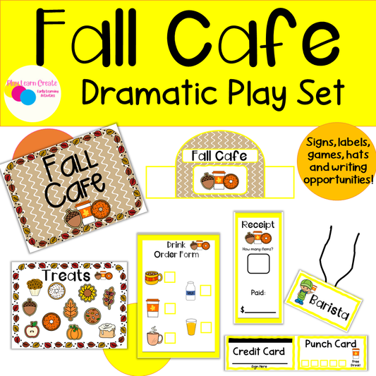 Fall Cafe Dramatic Play Set for Preschool, PreK and Kindergarten