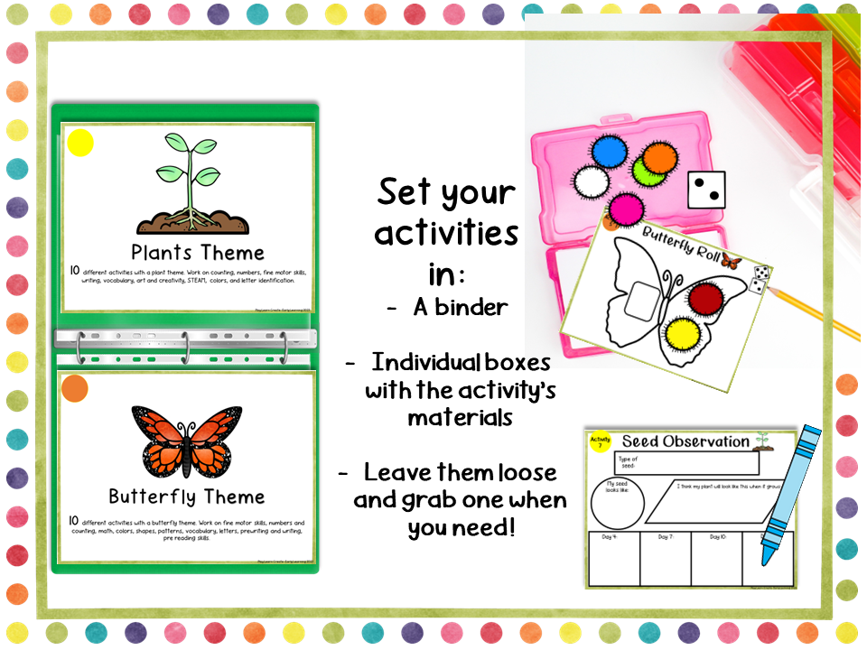 May Preschool Homeschool Monthly Binder with Butterfly Theme and Plant Theme Activities