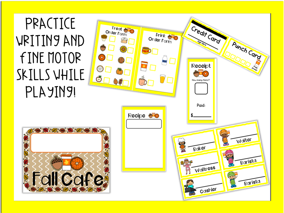 Fall Cafe Dramatic Play Set for Preschool, PreK and Kindergarten