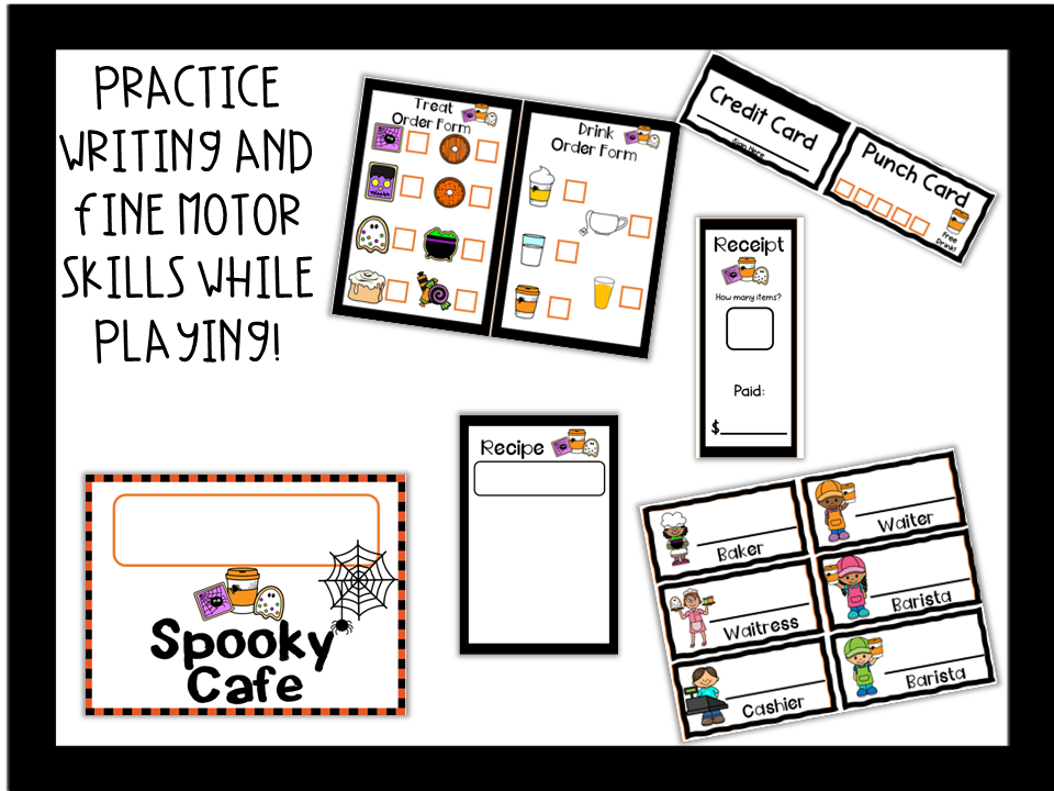 Spooky Cafe Dramatic Play Set, Halloween Pretend Play Set