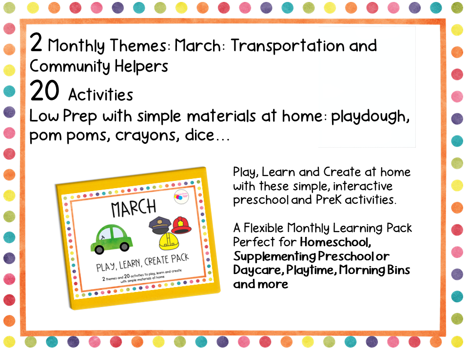 March Preschool Monthly Homeschool Binder with Community Helper Theme and Transportation Theme