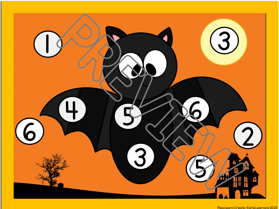 Halloween Roll and Cover Math Game for Preschool PreK and Kindergarten