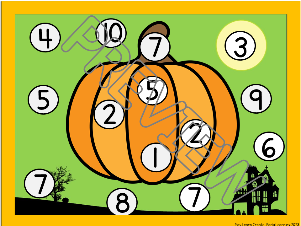 Halloween Roll and Cover Math Game for Preschool PreK and Kindergarten