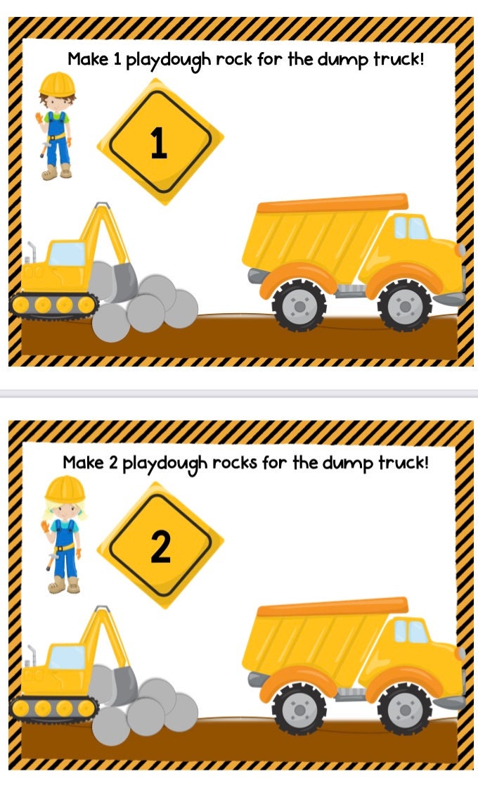 Dump Truck Counting and Numbers Playdough Mats with Preschool, PreK and Kindergarten