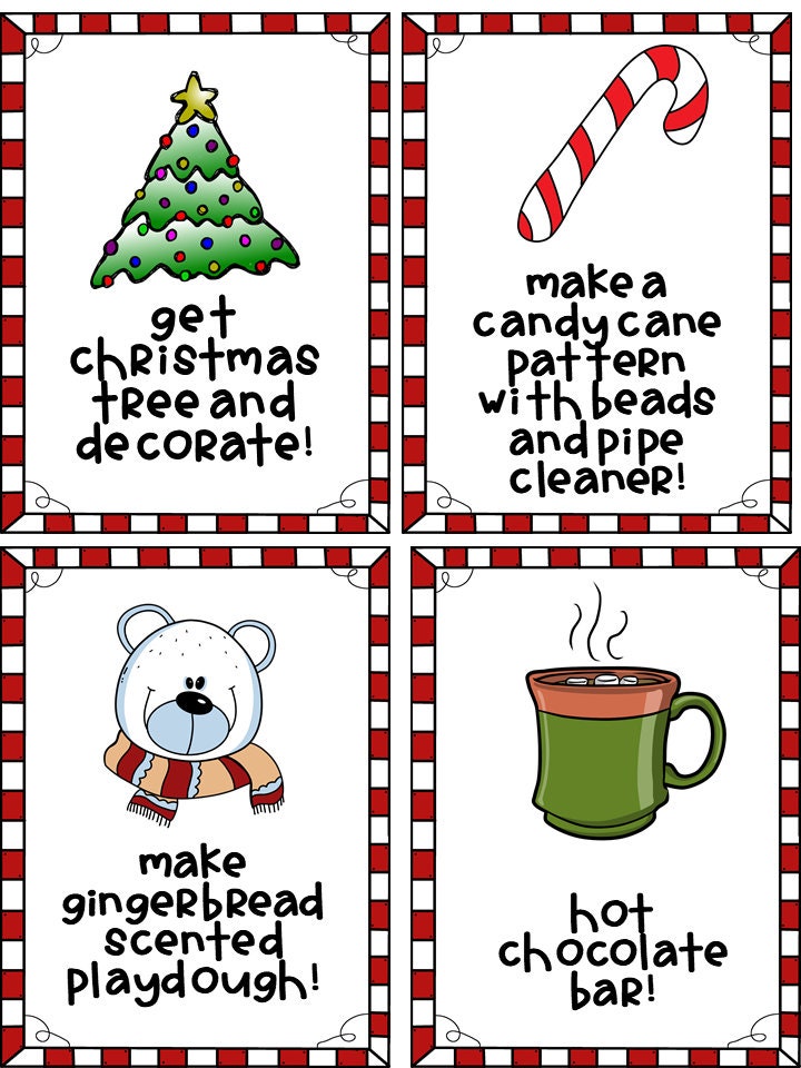 Christmas Countdown Activity Cards, Advent Calendar Activities