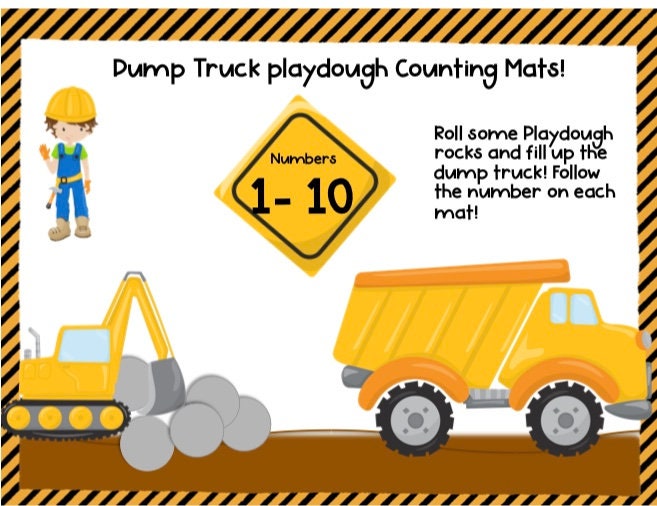 Dump Truck Counting and Numbers Playdough Mats with Preschool, PreK and Kindergarten