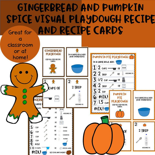 Playdough Recipe Cards for Gingerbread Playdough and Pumpkin Playdough