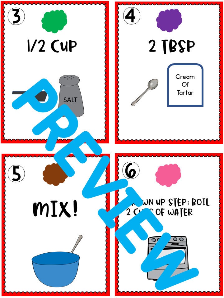 Printable Visual Playdough Recipe for Kids