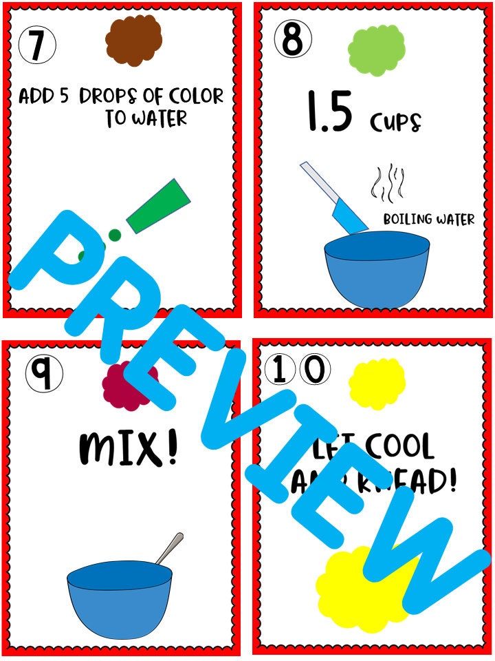 Printable Visual Playdough Recipe for Kids