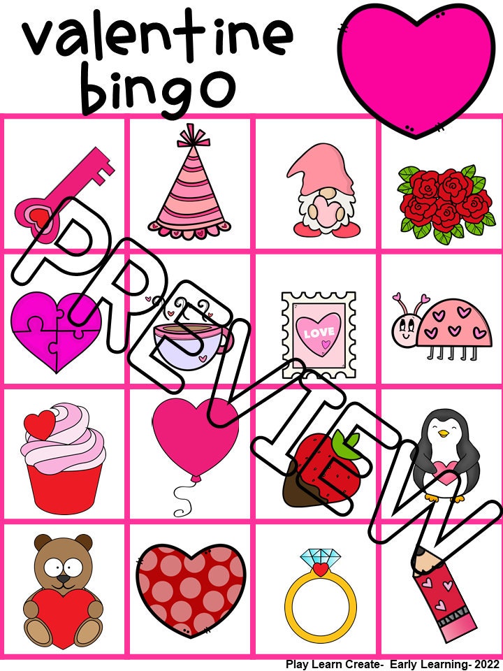 Valentine's Day Theme Bingo for kids