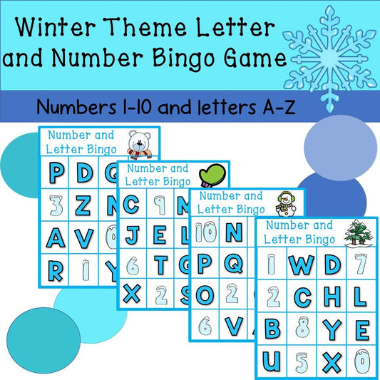 Winter Theme Bingo Game for Preschool, PreK and Kindergarten