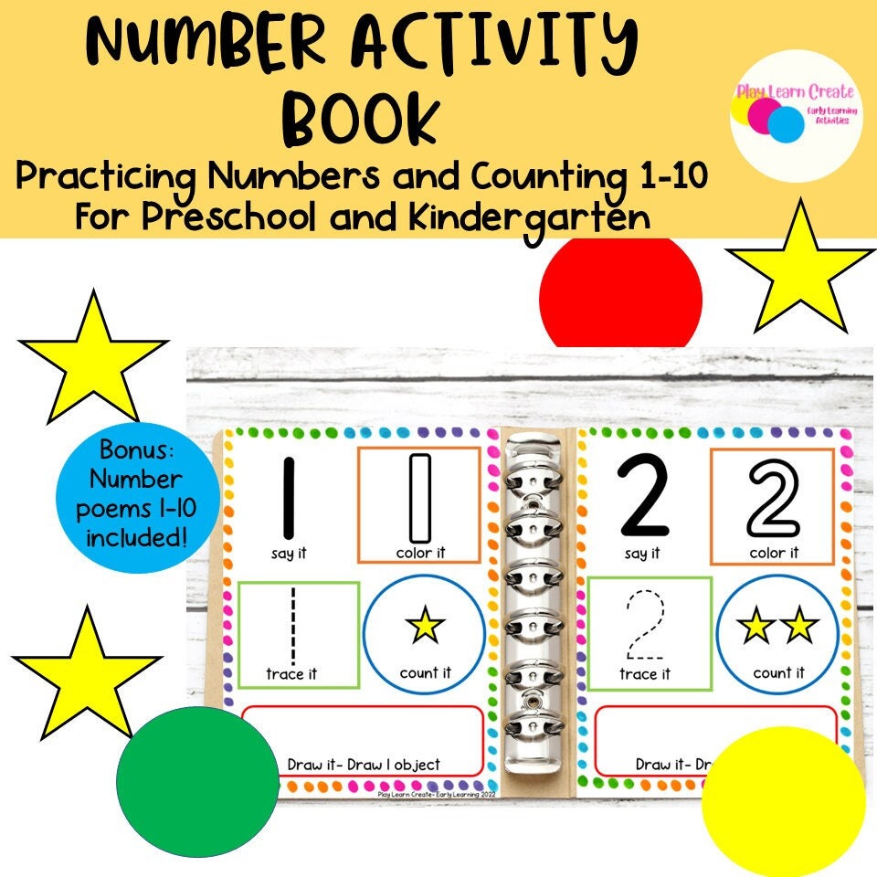 Number Activity Book, Math for Preschool, PreK and Kindergarten