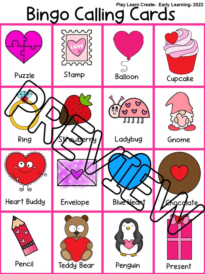 Valentine's Day Theme Bingo for kids