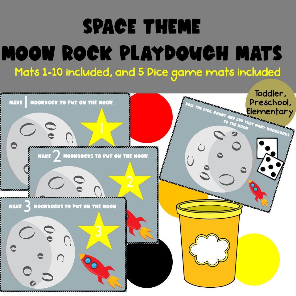 Space Theme Playdough Number Mats for Preschool, PreK and Kindergarten