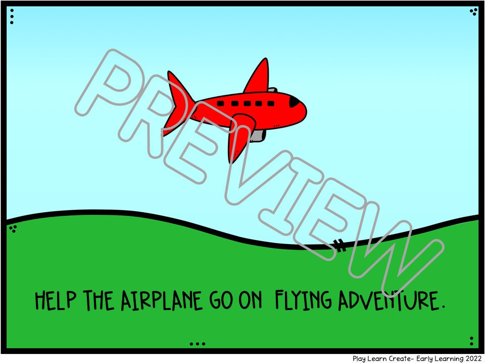 Airplane Theme Printable Positional Word Interactive Book for Preschool, PreK and Kindergarten