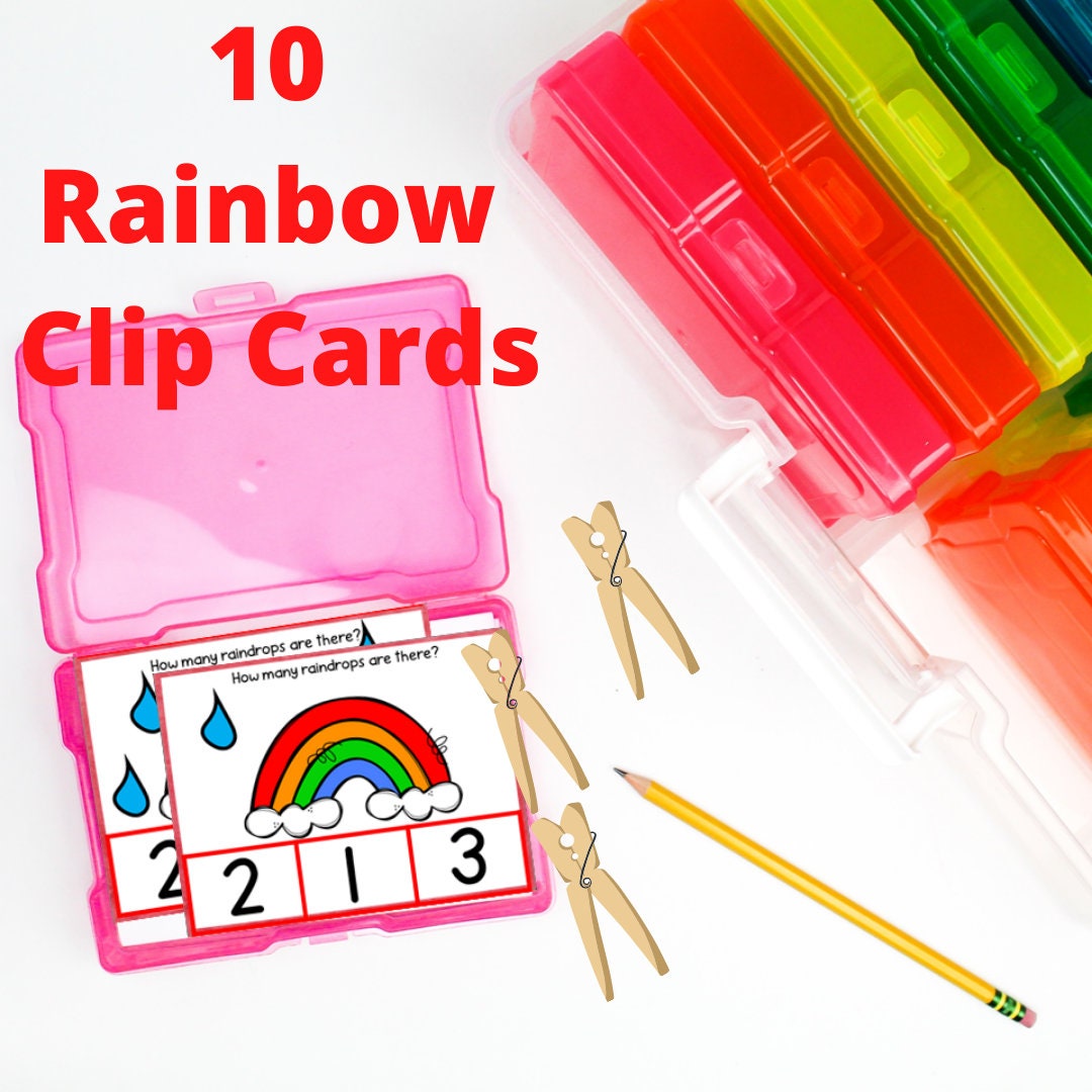 Rainbow Math Task Activity Cards for Preschool, PreK and Kindergarten