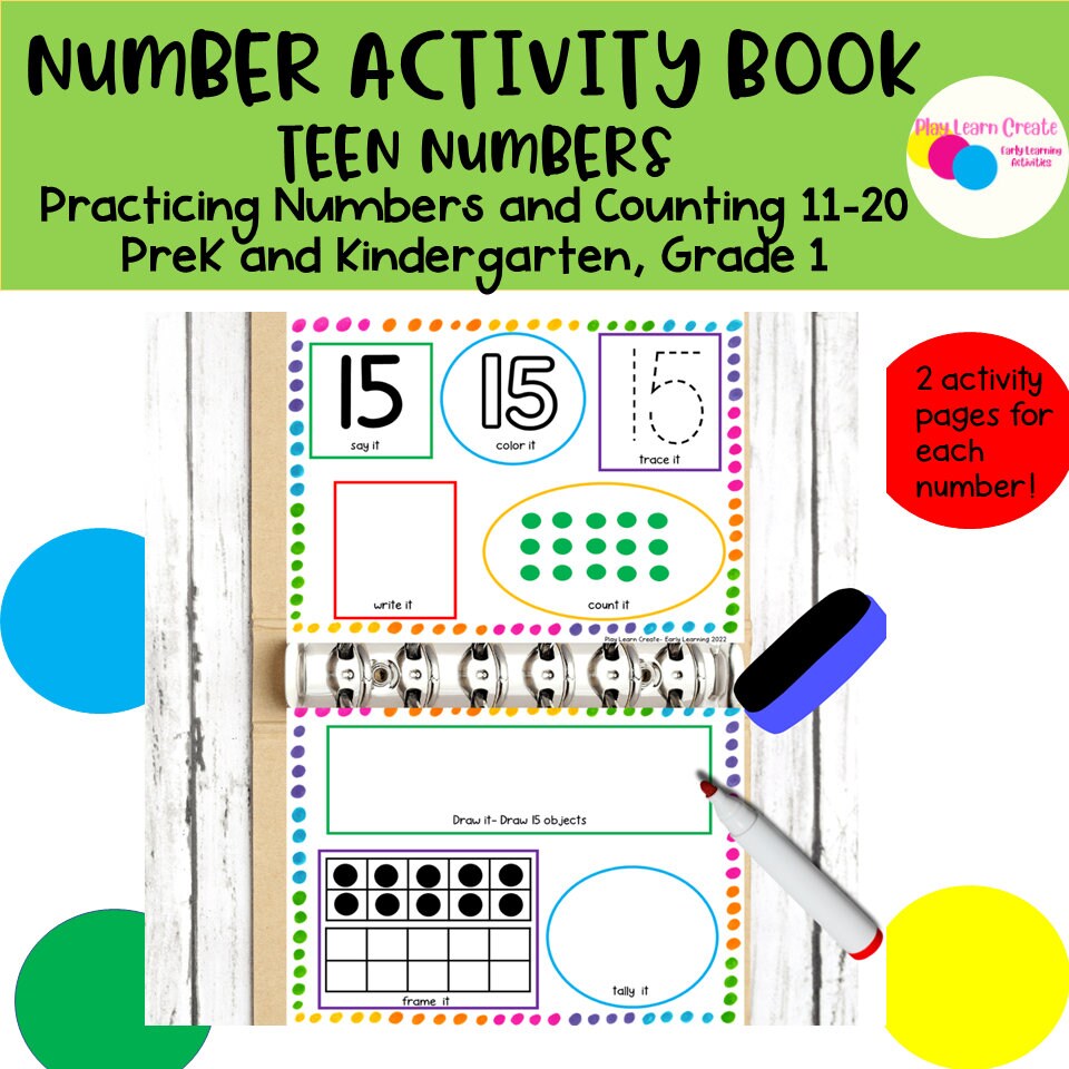 Teen Number Activity Book for Preschool, PreK and Kindergarten