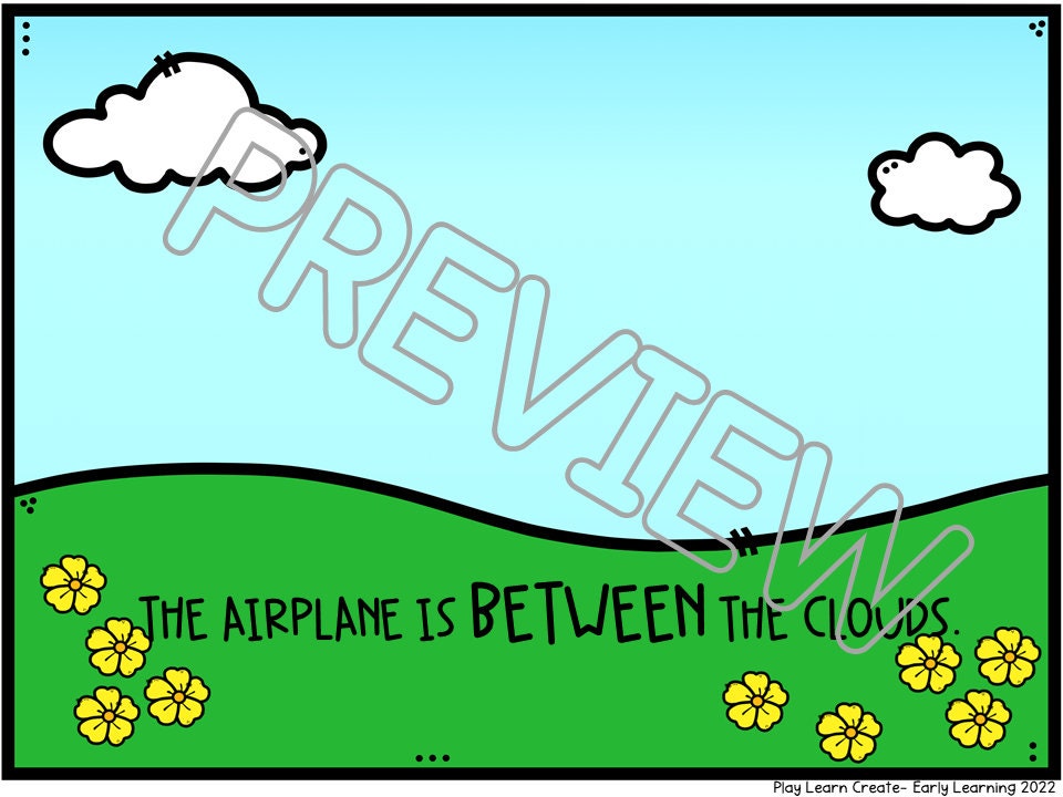 Airplane Theme Printable Positional Word Interactive Book for Preschool, PreK and Kindergarten