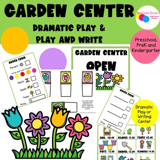 Garden Dramatic Play, Pretend Play Printable Set for Preschool, PreK and Kindergarten