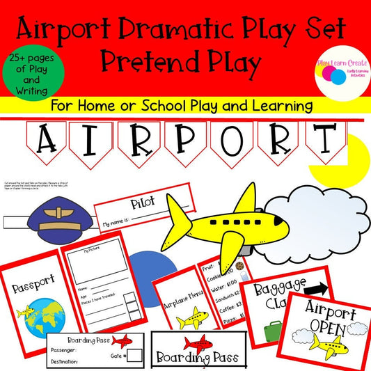 Airport Dramatic Play Pretend Play  Printable Set