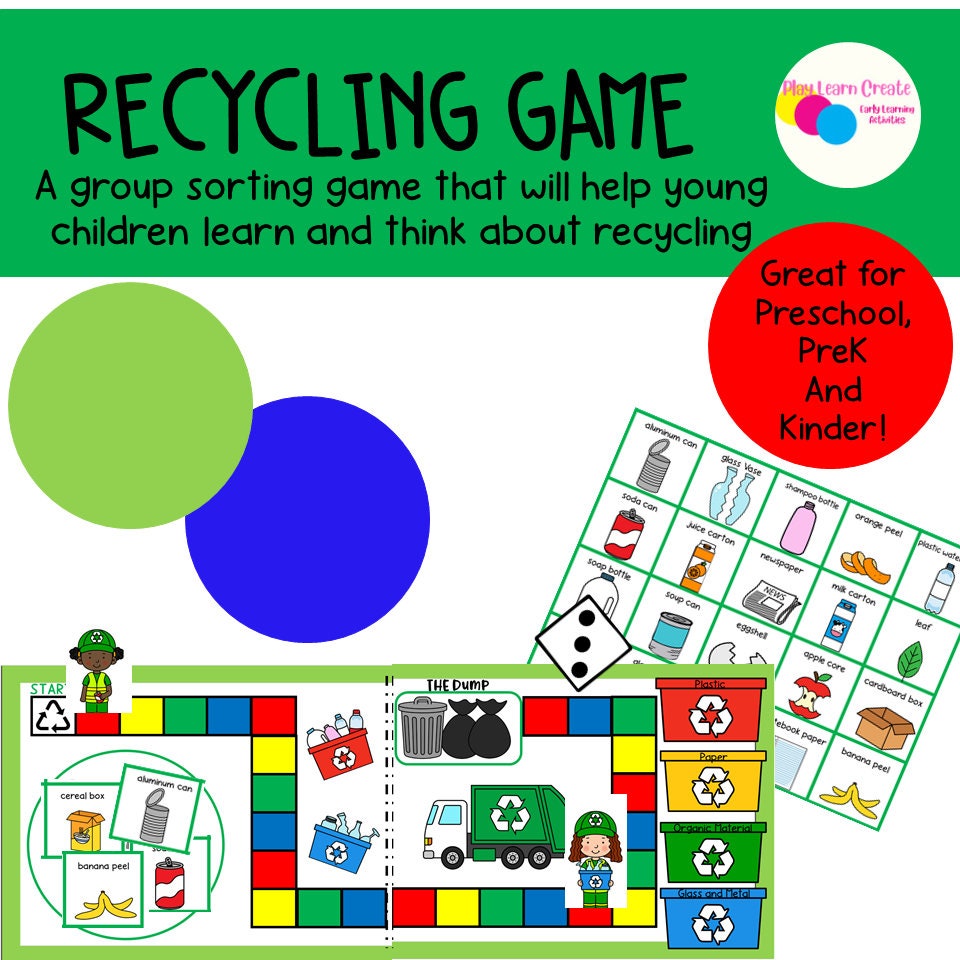 Recycling Activity Learning Bundle for Preschool, PreK and Kindergarten