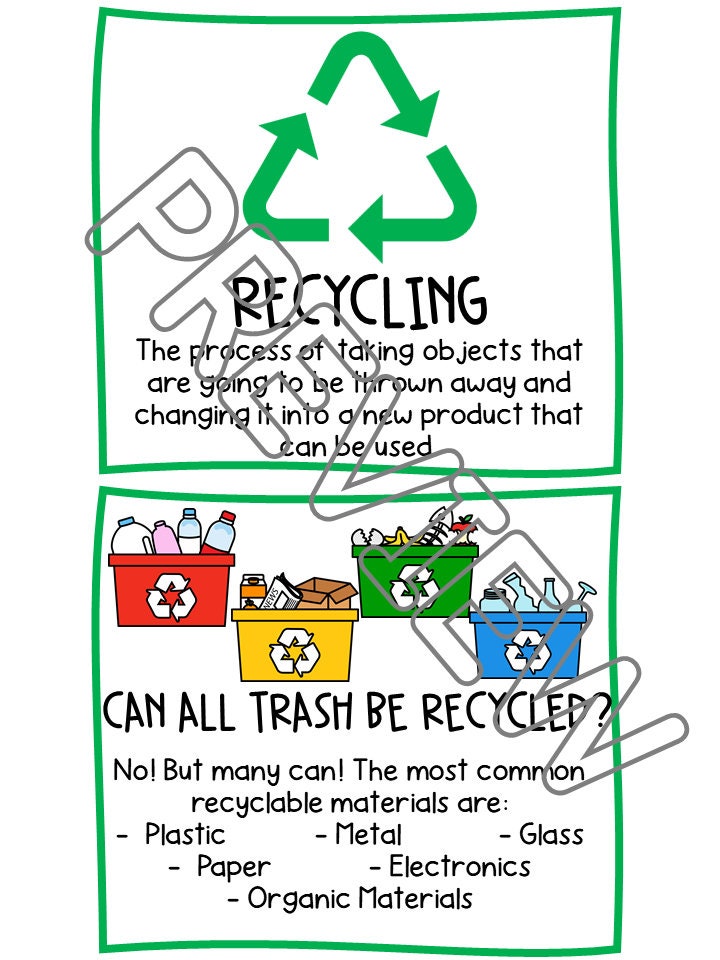 Recycling Lesson and Activities for Preschool, PreK and Kindergarten