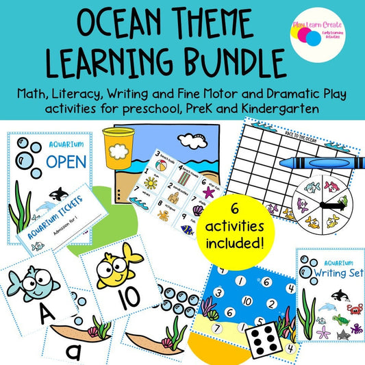 Ocean Theme Learning Activity Bundle for Preschool, PreK and Kindergarten