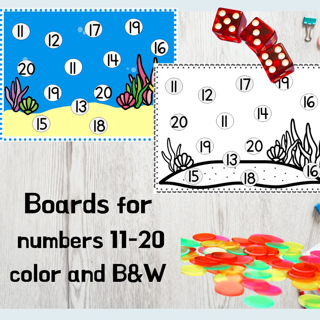 Ocean Theme Roll and Cover Math Game for Preschool, PreK and Kindergarten