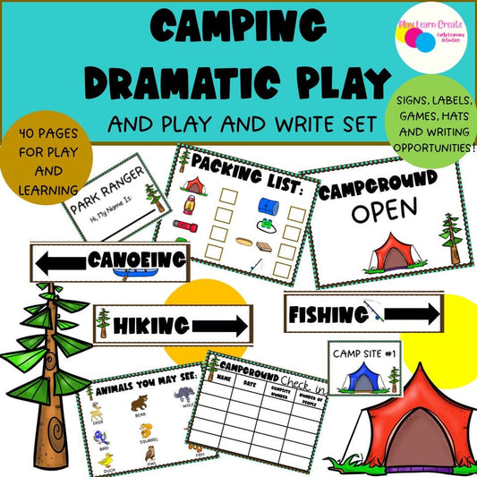 Camping Dramatic Play, Pretend Play for Preschool, PreK and Kindergarten