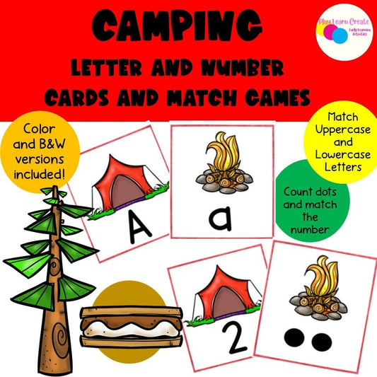 Camping Theme Letter and Number Games for Preschool, PreK and Kindergarten