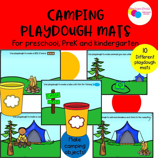 Camping Theme Playdough Mat for Preschool, PreK and Kindergarten