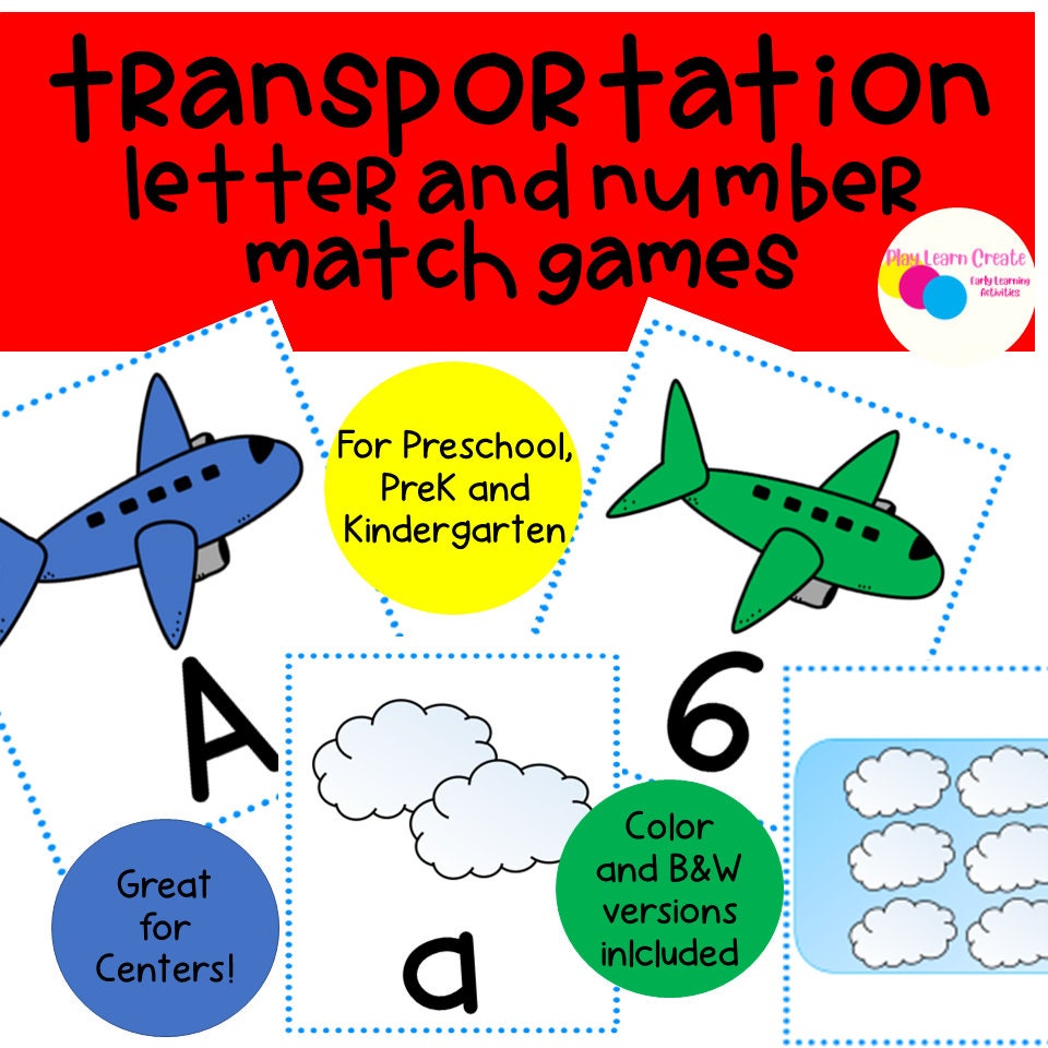 Transportation Theme Letter Games for Preschool, PreK and Kindergarten